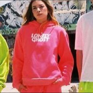 Lonely Ghost summer hoodie pink